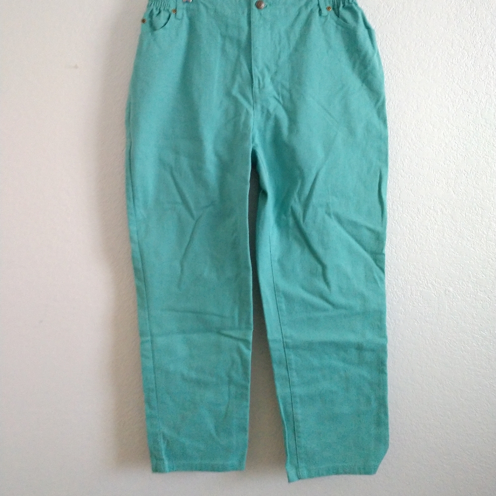 Vintage Tog Shop Mom Jeans Green High Waist Denim Size 16 P Petite